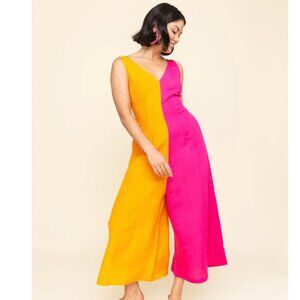 Color Block Linen Jumpsuit